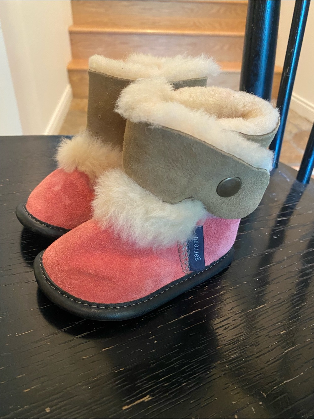 Garneau Shearling-Lined Suede Boot - Pink & Tan